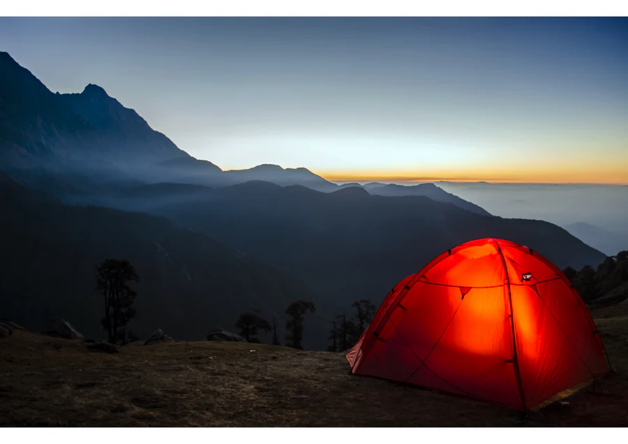 wild camping tent pitch